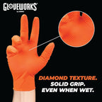 GLOVEWORKS 8 Mil Orange Nitrile Disposable Gloves Heavy Duty Industrial RDT - Image 5