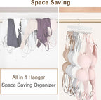 Bra Hanger for Closet, Tank Top Hanger 20 Hooks Capacity Foldable Wood Space - Image 6