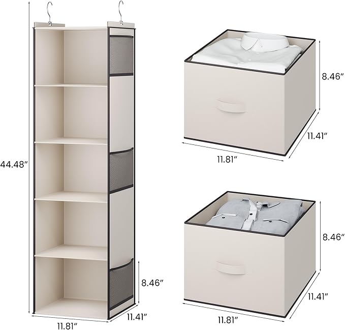 YOUDENOVA Hanging Closet Organizer, 5 Tier Hanging Closet Shelves - Image 3