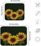 ALAZA Sunflower with Leaves On Dark Dish Drying Mat - Image 3