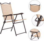 Giantex Set of 2 Patio Folding Chairs, Outdoor Patio Dining Chairs w/Armrest, Sling Back, Metal Frame, Outside Use for Lawn Camping Garden Pool Beach Yard Lounge, No Assembly, Yellow - Image 5