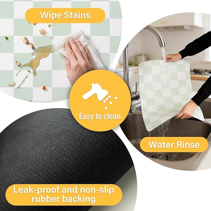 Checkered Dish Drying Mat （Green，24" x 16"） - Image 7