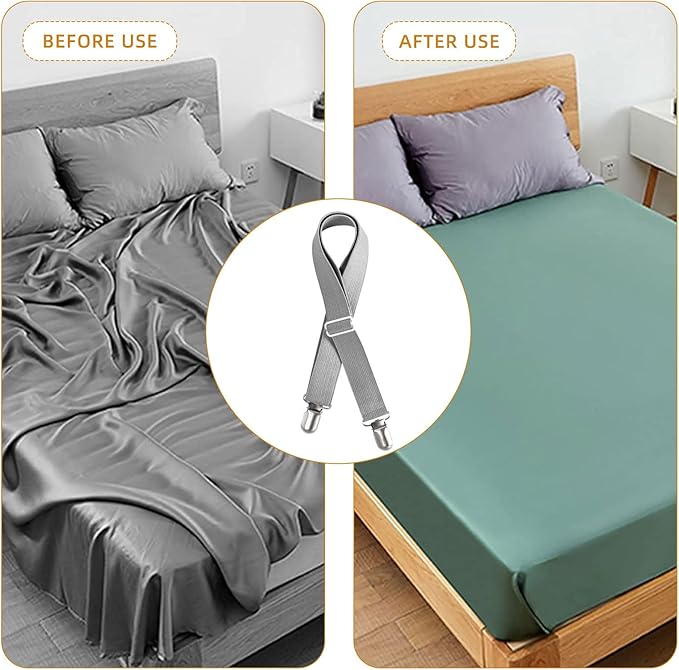 8Pcs Adjustable Bed Sheet Straps Clips, Elastic Mattress Sheet Fasteners Holder - Image 3