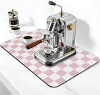 Checkered Dish Drying Mat for Kitchen Counter, Absorbent Non-Slip Coffee Mat - Image 3