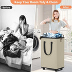 Laundry Basket with Wheels, Collapsible Laundry Baskets, Laundry Hamper with - Image 5
