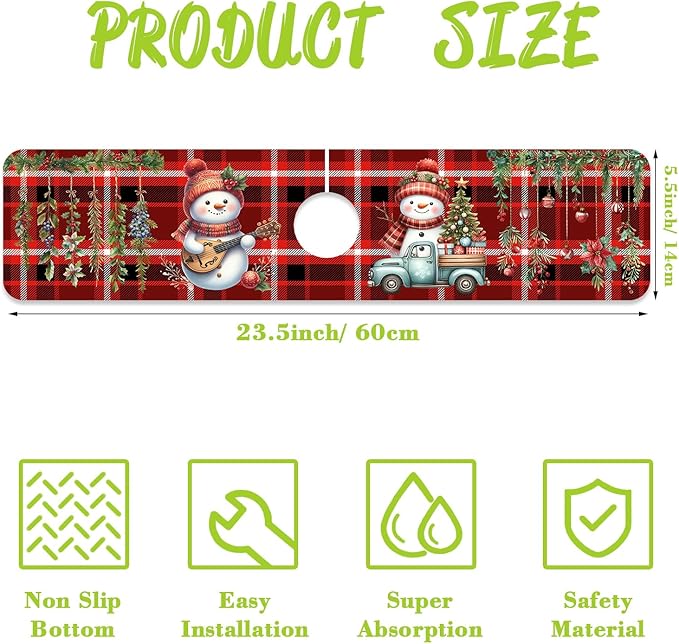 Chrismas Sink Faucet Absorbing Mat Christmas Sink Splash Guard Drying Mat - Image 2