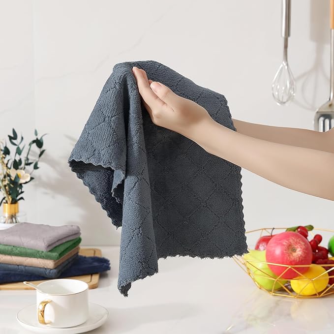 Homaxy Kitchen Towels and Dishcloths Set, 10 x 10 and 13 x 19 Inches, No Lint - Image 3