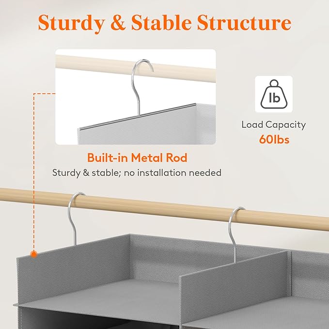 Lifewit Dual-Row Shelf Hanging Closet Organizer and Storage, Clothes Shelves - Image 3
