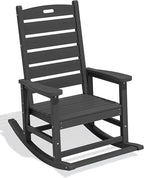 SERWALL Outdoor Rocking Chair, Oversized Rocking Chair with Footrest for Adults, HDPE All Weather Resistant Rocking Chairs for Patio, 350lbs Weight Capacity, Gray by SERWALL