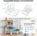 GSlife Large Dish Drying Rack 2 Tier, Expandable Kitchen Dish Drainer - Image 2