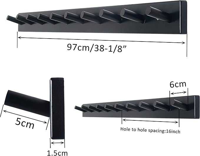 WEBI Coat Rack Wall Mounted, 10 Hooks, Bamboo Peg Rail Hat Hooks - Image 4