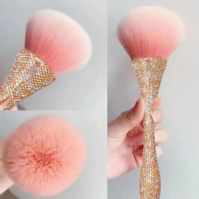 WOKOTO 1pcs Gold Rhinestone Nail Dust Brushes - Image 3