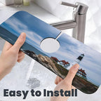 Kitchen Sink Splash Guard Faucet Mat Lighthouse Beach Sky 15"x5.5", Diatom Mat - Image 6