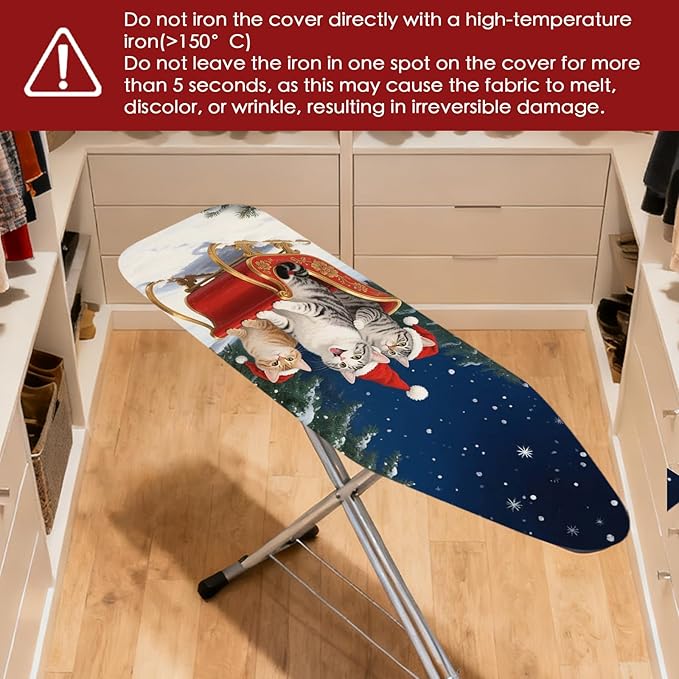 Nuxovilar Ironing Board Covers Winter Cats in Sleigh Pattern Polyester 15x54 - Image 4