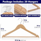 Amber Home 20 Pack Wooden Coat Hangers, Natural Wood Suit Hangers - Image 2