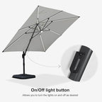 PURPLE LEAF 10 Feet Patio Umbrella with Base Outdoor Cantilever Solar Powered LED Square Umbrella Aluminum Offset Umbrella with 360-degree Rotation for Garden Deck Pool Patio White - Image 8