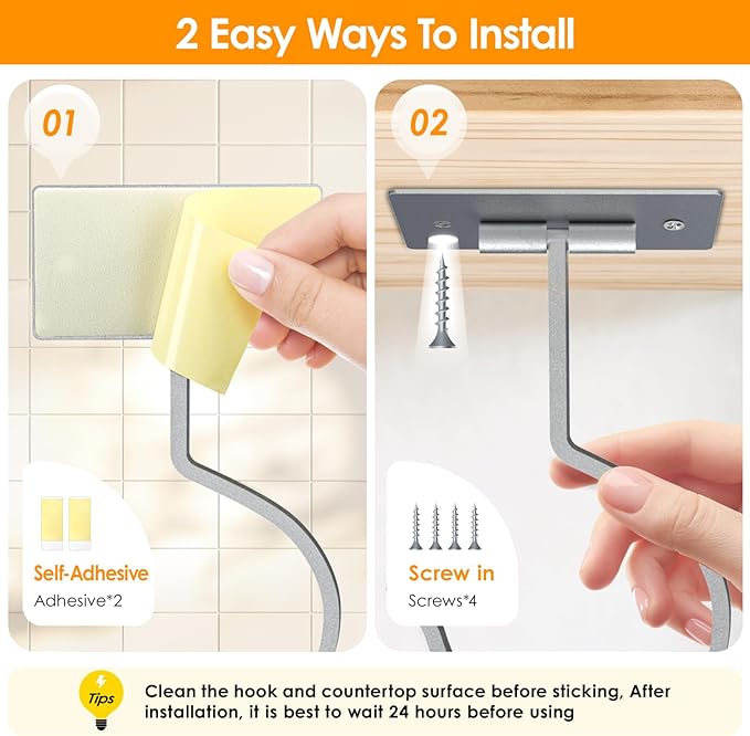 2PCS Self Adhesive Banana Hook Under Cabinet Foldable Banana Hanger Metal Under - Image 8