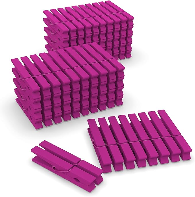 100 Pack Wooden Clothespins for Crafts, Colored Clothes Pins for Hanging by FEFU