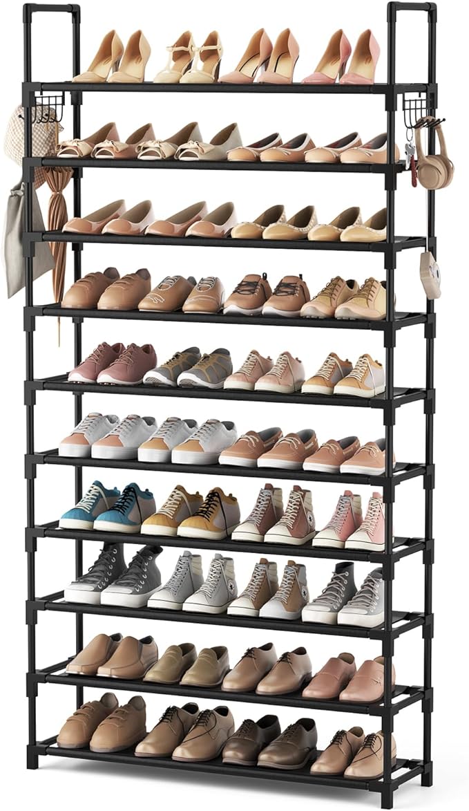 VTRIN 10 Tier Shoe Rack Tall Large Capacity 50 Pair Wide Shoe Organizer by VTRIN