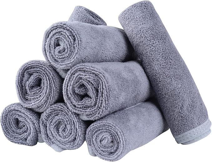 Microfiber Facial Cloths, 8 Pack, Super Absorbent, Quick Drying Fast, by Mars+wings