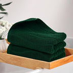 Jacquotha 2-Piece Hand Towels Set in Forest Green, Wavy Striped Jacquard Towels - Image 6
