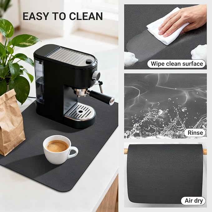 Coffee Mat 24x16 Inch, Absorbent Hide Stain Rubber Backed Dish Drying Mat - Image 4