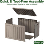 EasyUp 45 Gallon Outdoor Storage Box, Resin Waterproof UV-Resistant Deck Box, Reinforced Stability for Patio, Garden, and Poolside, Striped Gray - Image 5