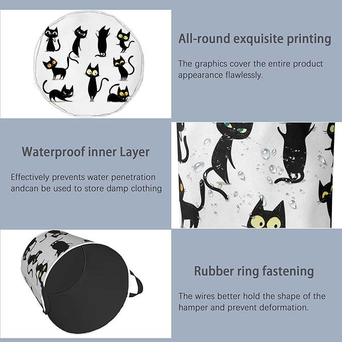 Funny Black Cat Laundry Hamper, Dirty Clothes Laundry Basket - Image 5