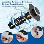 Hibbent 3 Pack 3 in 1 Bathroom Sink Drain Strainer, Universal Pop Up Stopper - Image 2
