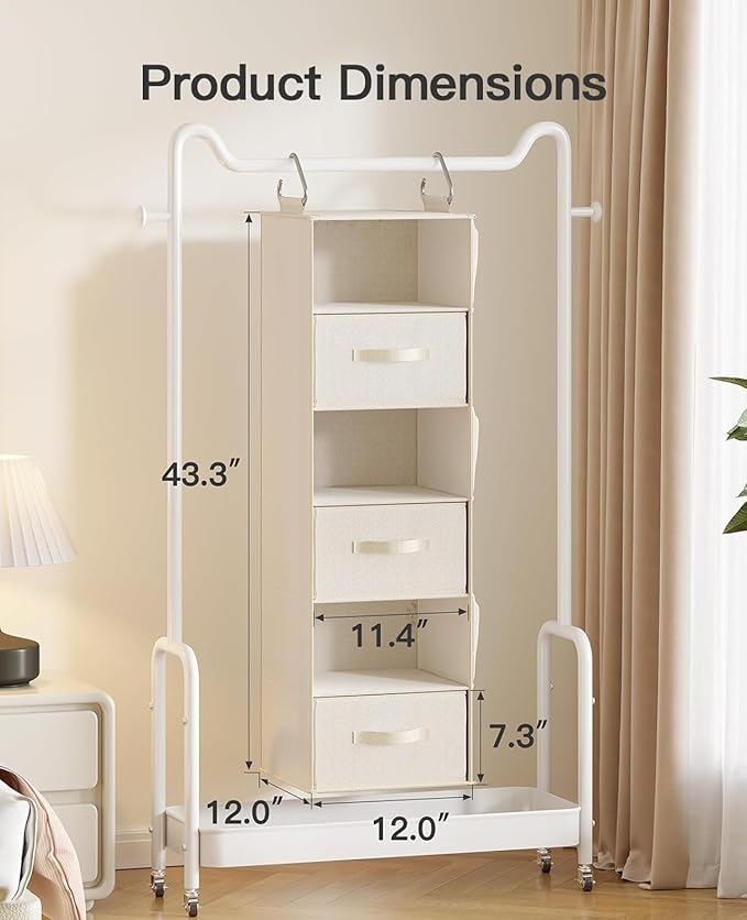 Pipishell Hanging Closet Organizer 6-Shelf, Hanging Shelves - Image 3