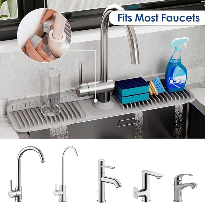24 Inch Silicone Faucet Mat for Kitchen Sink Splash Guard - Image 4
