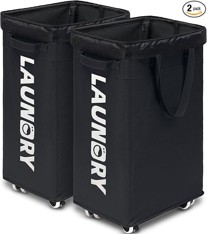 Goodpick Laundry Basket with Wheels, Collapsible Laundry Basket by Goodpick
