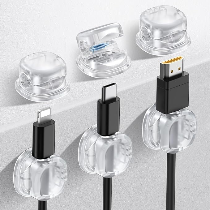 AhaStyle Spring Cable Organizer 6 Pack Cord Cable Holders Clips Strong Adhesive by AHASTYLE
