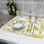 Lemon Dish Drying Mat for Kitchen Counter Spring Summer Microfiber Absorbent - Image 6