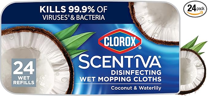 Clorox Scentiva Disinfecting Wet Mopping Cloths, Coconut and Waterlily by Clorox