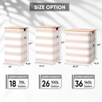 BALEINE Laundry Hamper with Lid, Tall Laundry Baskets with Bamboo Pull Handles - Image 2
