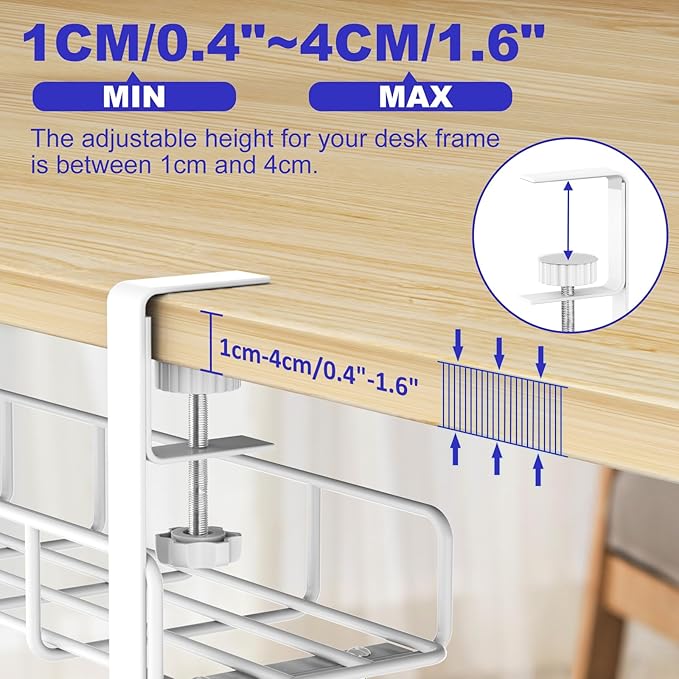 15.7” Under Desk Cable Management Tray, No Drill Heavy Duty Steel Standing Desk - Image 5