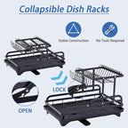 2 Tier Dish Drying Rack Automatic Drainage Board Space-Saving - Image 3