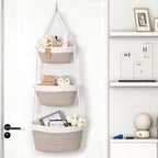Hanging Storage Baskets, Over the Door Basket, Cotton Wall Baskets Storage - Image 5