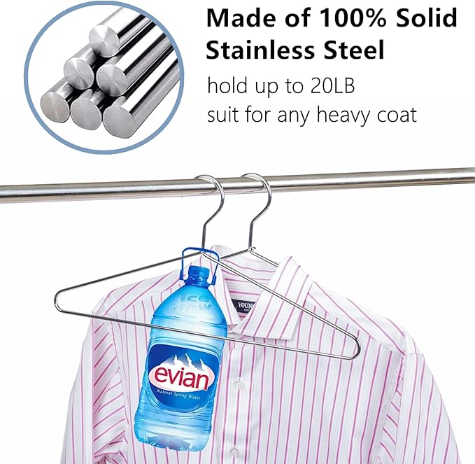 Amber Home 30 Pack Heavy Duty Metal Shirt Coat Hangers, Stainless Steel Clothes - Image 4