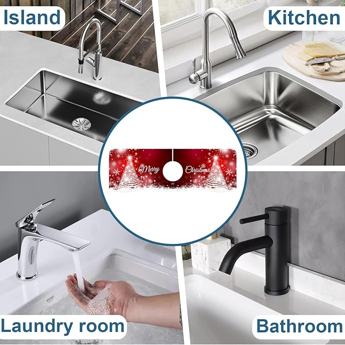 Christmas Merry Xmas Sink Faucet Absorbing Mat Santa Claus Super Absorbent Fast - Image 7