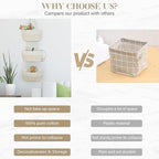 TeoKJ 3-Tier Woven Cotton Wall-Mounted Hanging Storage Baskets, Over the Door - Image 4