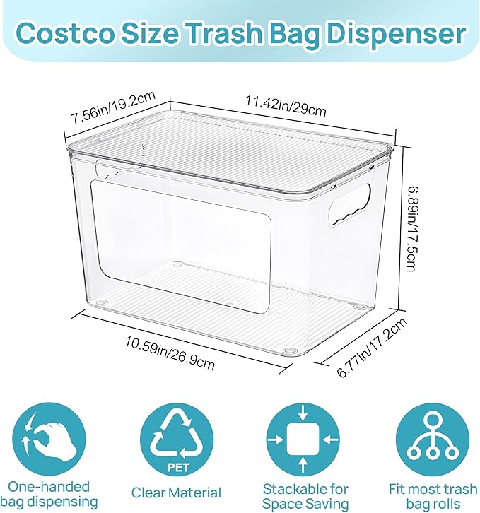 Vtopmart 1 Pack Trash Bag Holder, Stackable Garbage Bag Dispenser - Image 2