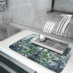 Winter Dish Drying Mat for Kitchen Counter Winter Pine Tree Dish Drying Mat - Image 5