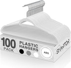 SMARTOR 100 Pack Non-Velvet Plastic Hangers by Smartor