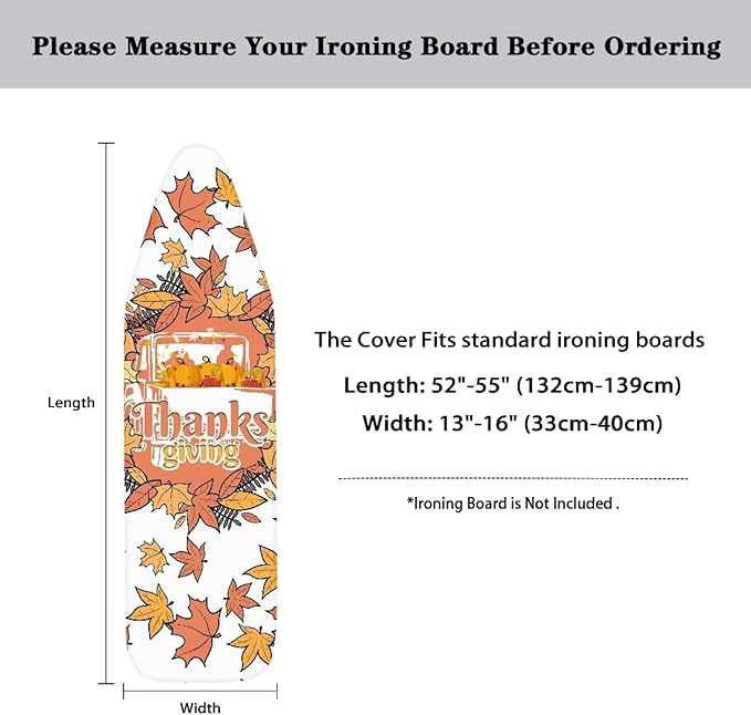 Maple Leaf Ironing Board Cover and Pad Stain Resistant Thick Thanksgiving - Image 6