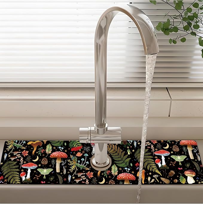 Patterned Sink Faucet Mat Kitchen Splash Guard Super Absorbent Drying Mat - Image 2
