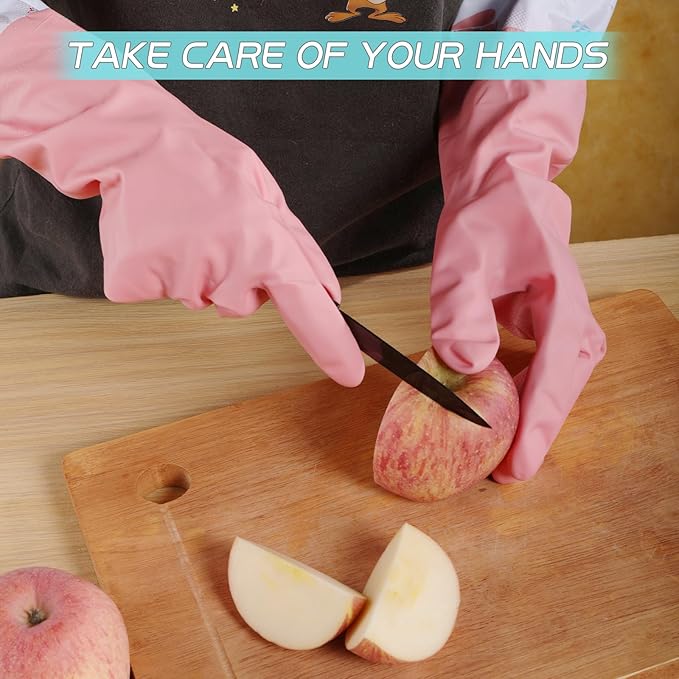 3Pcs Reusable Dishwashing Gloves, Waterproof Long Cuff Non-Slip Household Gloves - Image 4