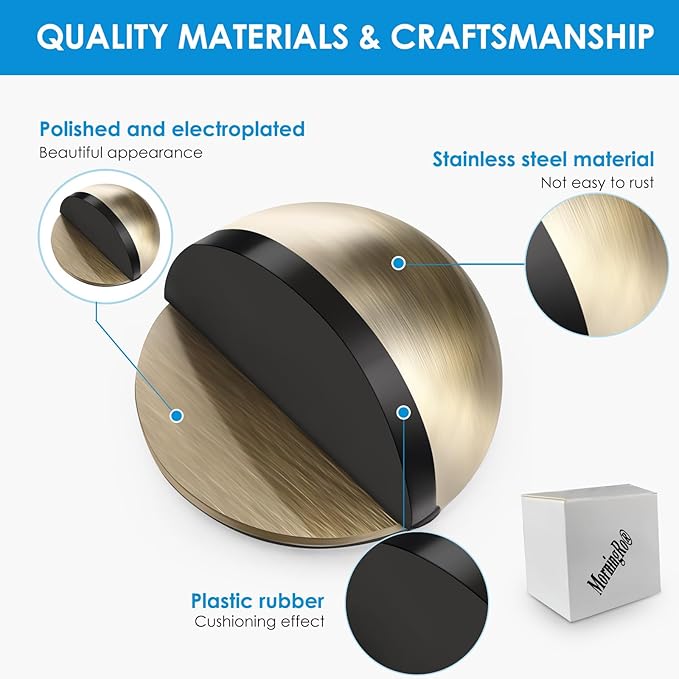 8 Pcs Self Adhesive Door Stoppers, Stainless Steel Floor Door Stop Wall - Image 3