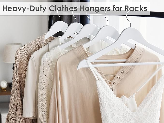 StorageWorks White Wooden Hangers 30 Pack, Heavy Duty Wood Hangers - Image 5